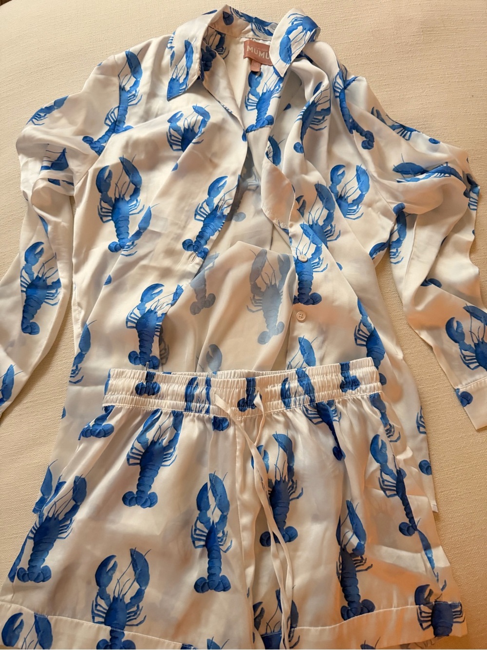 Lobster Pajama Set - White/Blue